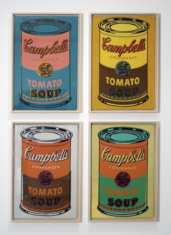 1962.warhol four colored campbells soup